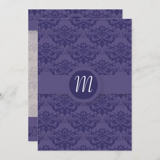 Koninklijk Paarse Damast Trouw Kaart (Voorkant / Achterkant)