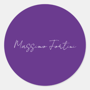 Koninklijk Paarse Eenvoudige Elegante Minimalistis Ronde Sticker