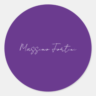 Koninklijk Paarse Eenvoudige Elegante Minimalistis Ronde Sticker