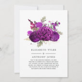 Koninklijk Paarse en Gouden Bloemachtige Trouwgast Aankondiging (Voorkant)
