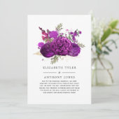 Koninklijk Paarse en Gouden Bloemachtige Trouwgast Aankondiging (Staand voorkant)