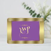 Koninklijk Paarse en Gouden Huwelijks RSVP (Staand voorkant)