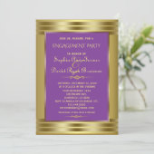 Koninklijk Paarse en Gouden Verloving Feest Kaart (Staand voorkant)