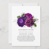 Koninklijk Paarse en Zilveren Bloemige Bruiloft Ga Aankondiging (Voorkant)