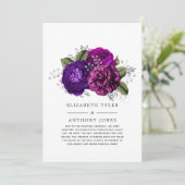 Koninklijk Paarse en Zilveren Bloemige Bruiloft Ga Aankondiging (Staand voorkant)