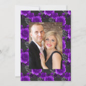 Koninklijk Paarse en Zilveren Bloemige Trouwfoto Kaart (Achterkant)