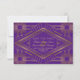 Koninklijk Paarse Goud Grote Gatsby Bruiloft Save The Date