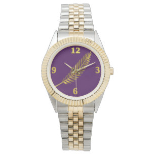 Koninklijk Paarse Gouden Blad Horloge