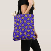Koninklijk Paarse & Gouden Bloemige Tote Bag (Dichtbij)