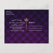 Koninklijk Paarse Gouden Gordijnen Rol Huwelijksda Aankondigingskaart (Achterkant)