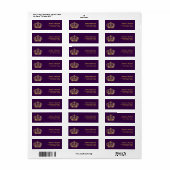 Koninklijk Paarse Gouden Kroon Bruiloft Etiket (Full Sheet)