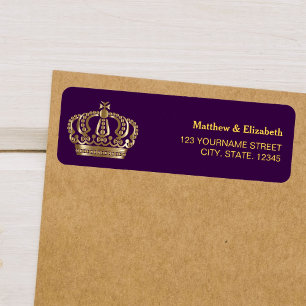 Koninklijk Paarse Gouden Kroon Bruiloft Etiket