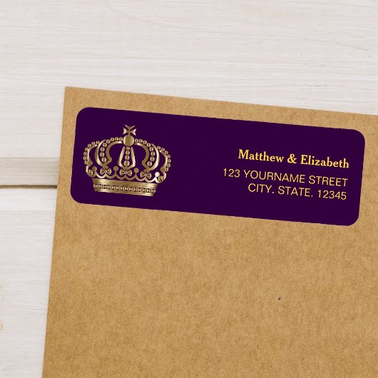 Koninklijk Paarse Gouden Kroon Bruiloft Etiket