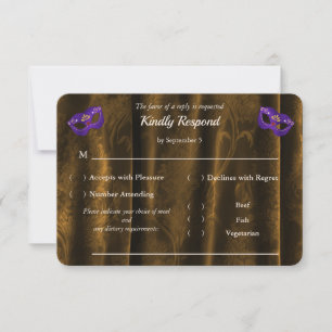 Koninklijk Paarse Masquerade Brons Gouden Damast R RSVP Kaartje
