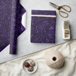 Koninklijk Paarse Metallic Zwarte Glitter Patroon Cadeaupapier