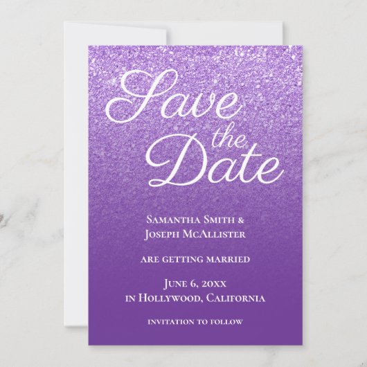 Koninklijk Paarse Moderne Gradiënt Save The Date (Voorkant)
