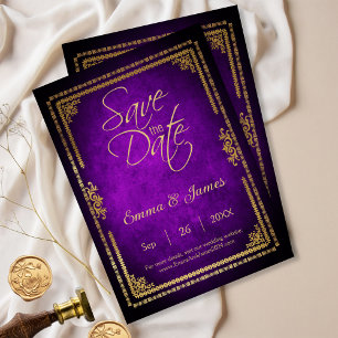 Koninklijk Paarse Vintage Sprookjesboek Cover Them Save The Date