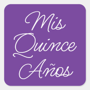 Koninklijk Paarse Witte Moderne Script Mis Quince Vierkante Sticker