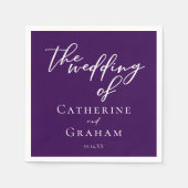 Koninklijk Paarse Witte Typografie Avond Huwelijk Servet (Voorkant)