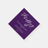 Koninklijk Paarse Witte Typografie Avond Huwelijk Servet (Hoek)