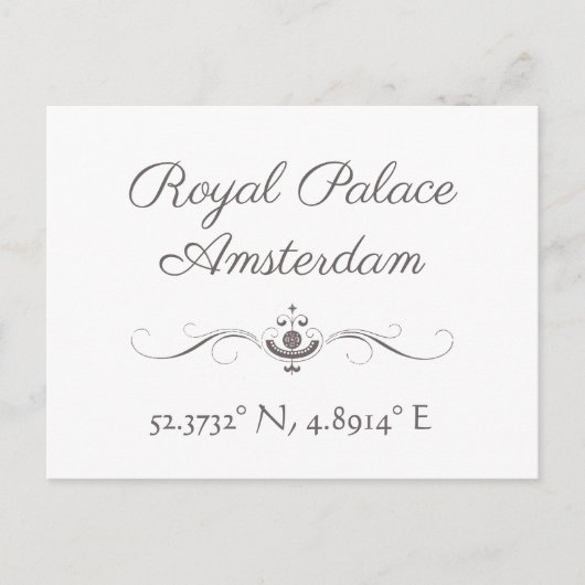 Koninklijk Paleis Amsterdam Latitude Lengtegraad Briefkaart (Voorkant)