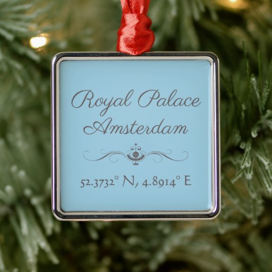 Koninklijk Paleis Amsterdam Latitude Lengtegraad Metalen Ornament (Boom)