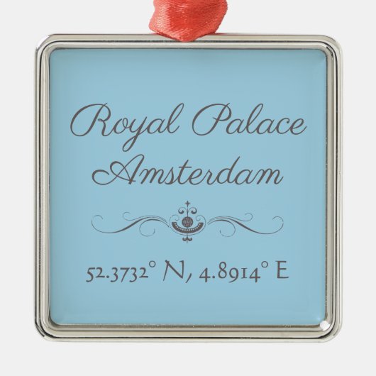 Koninklijk Paleis Amsterdam Latitude Lengtegraad Metalen Ornament (Voorkant)