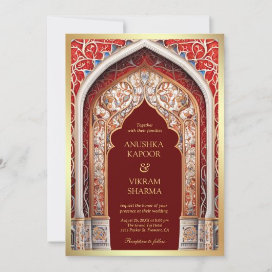 Koninklijk Paleis Rode Boog Foto Maroon Indiase br Kaart (Voorkant)