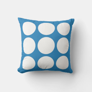 Koninklijk Pastelblauw & Wit Abstract Cirkelontwer Kussen