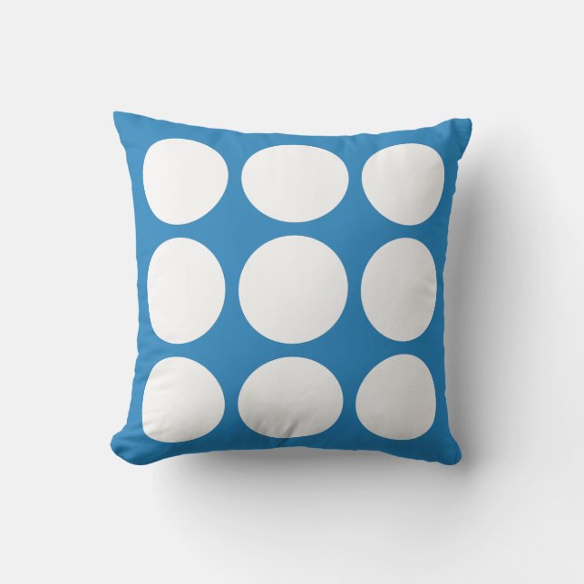 Koninklijk Pastelblauw & Wit Abstract Cirkelontwer Kussen (Voorkant)