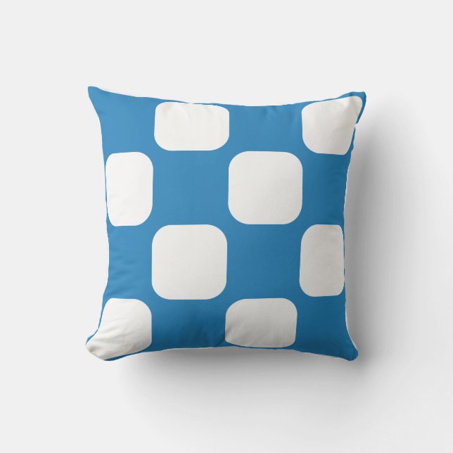 Koninklijk Pastelblauw & Wit Squircle Patroonontwe Kussen (Voorkant)