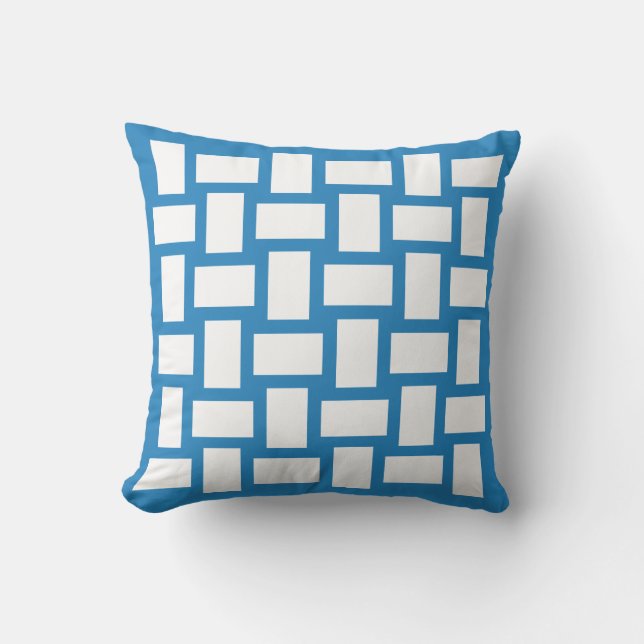 Koninklijk Pastelblauw & Wit Weefontwerp Kussen (Voorkant)