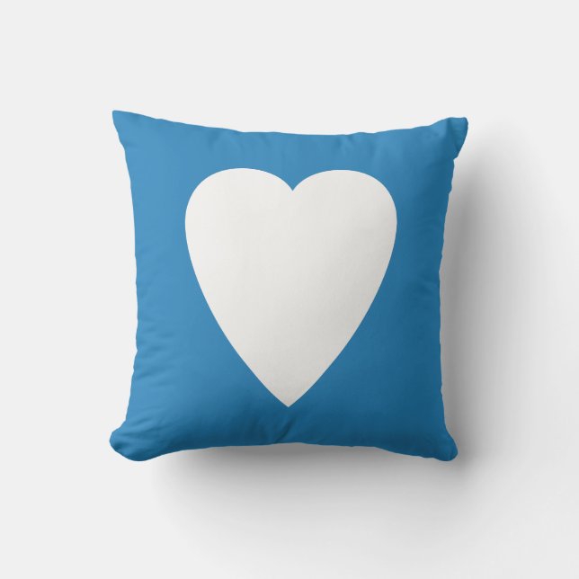 Koninklijk Pastelblauw & Witte Hartvorm Design Kussen (Voorkant)