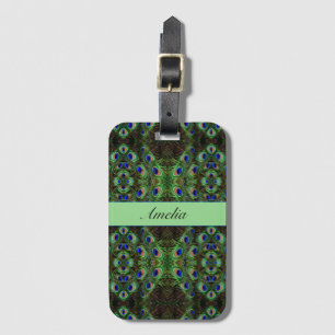 Koninklijk Pluimage - Luxe Pauwveerpatroon Bagagelabel