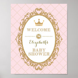Koninklijk Prinses Baby shower Welkomstteken Roze Poster