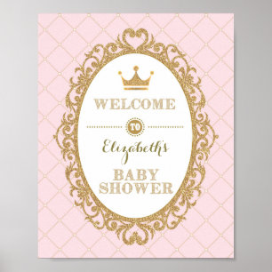 Koninklijk Prinses Baby shower Welkomstteken Roze  Poster