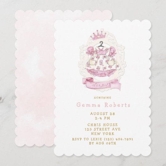 Koninklijk Prinses Crown Dress Baby shower Kaart (Voorkant / Achterkant)