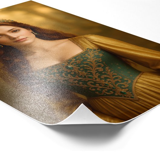 Koninklijk Prinses Portret in smaragd en goud Foto Afdruk (Hoek)