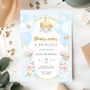 Koninklijk Prinses Thema Meisje 4e Verjaardag Kaart