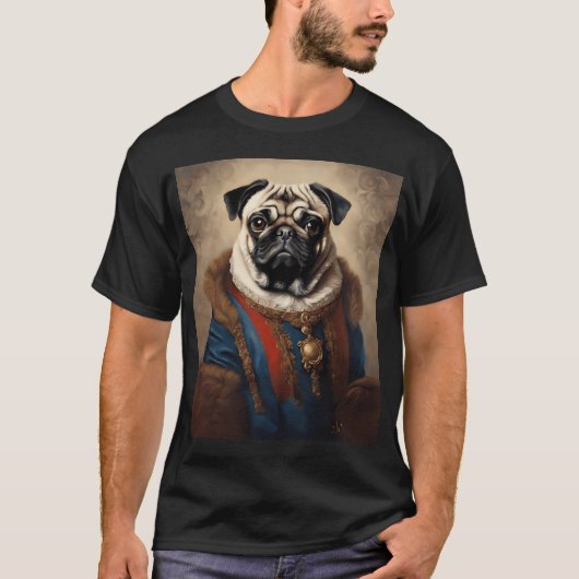 Koninklijk pug portret t-shirt (Voorkant)