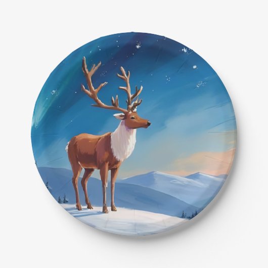 koninklijk rendier | Prettige feestdagen Vrolijk k Papieren Bordje (Voorkant)