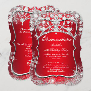 Koninklijk Rode Quinceanera 15e Winterwonderland Kaart