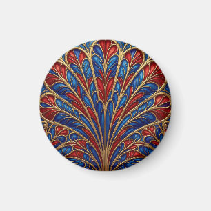 Koninklijk Rood Blauw Goud Weelderig Pauwwaaierpat Magneet
