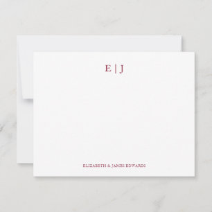 Koninklijk rood bordeauxrode monogram initiaal gep notitiekaartje