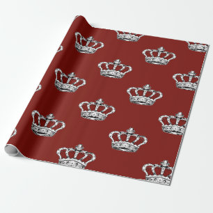 Koninklijk Rood Kroonpatroon op Krachtige Rode Ach Cadeaupapier