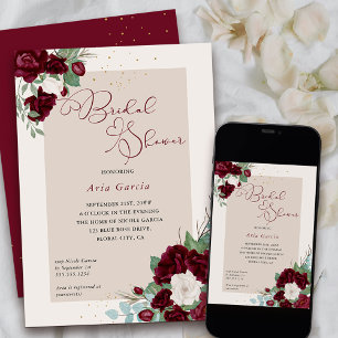 Koninklijk Roos Burgundy Ivory Floral Vrijgezellen Kaart