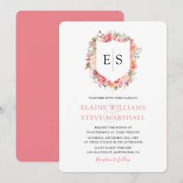 Koninklijk Roze Bloemend Wapen Trouw Kaart