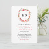 Koninklijk Roze Bloemend Wapen Trouw Kaart (Staand voorkant)