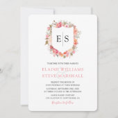 Koninklijk Roze Bloemend Wapen Trouw Kaart (Voorkant)