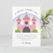 Koninklijk Roze Goud Kasteel Verjaardagsfeest Bedankkaart (Staand voorkant)